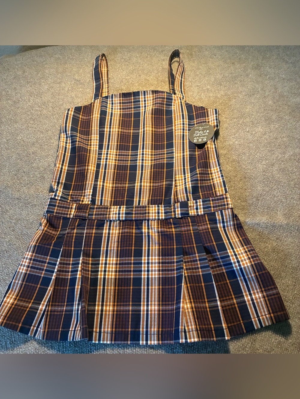 Plaid Mini  Dress in Navy and Mustard